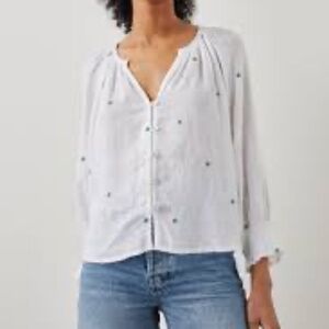 Rails M Green Daisy Embroidery Mariah Top